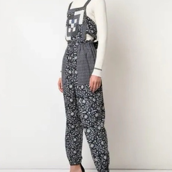 Ulla Johnson Nyala Navy And White Patterned Jumpsuit Euc 4